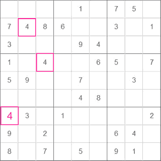 Sudoku: Etsi toistuvat numerot